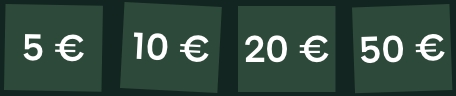 5 €, 10 €, 20 €, 50 €